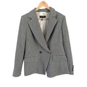 Escada Black White Houndstooth Wool Blazer – Size 40  8 Classic Tailored Jacket